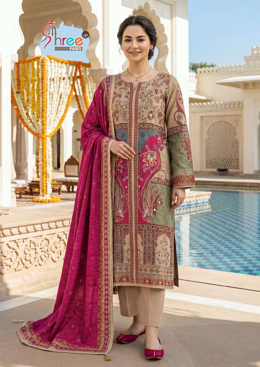 SHREE FABS KT 375 COLOUR MASLIN MULTI COLOR AND WORK LADIES DRESS FOR WHOLESALER TEXTILE